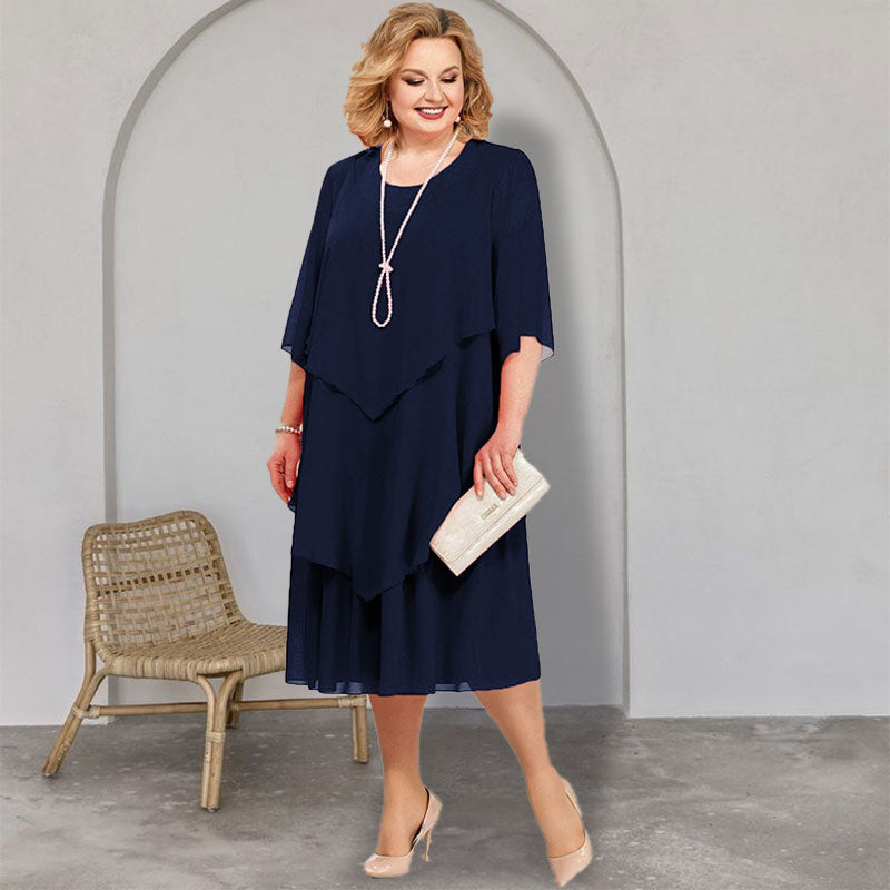 💖Φόρεμα μίντι με στρώσεις σε μεγάλους σεγώνες-GR