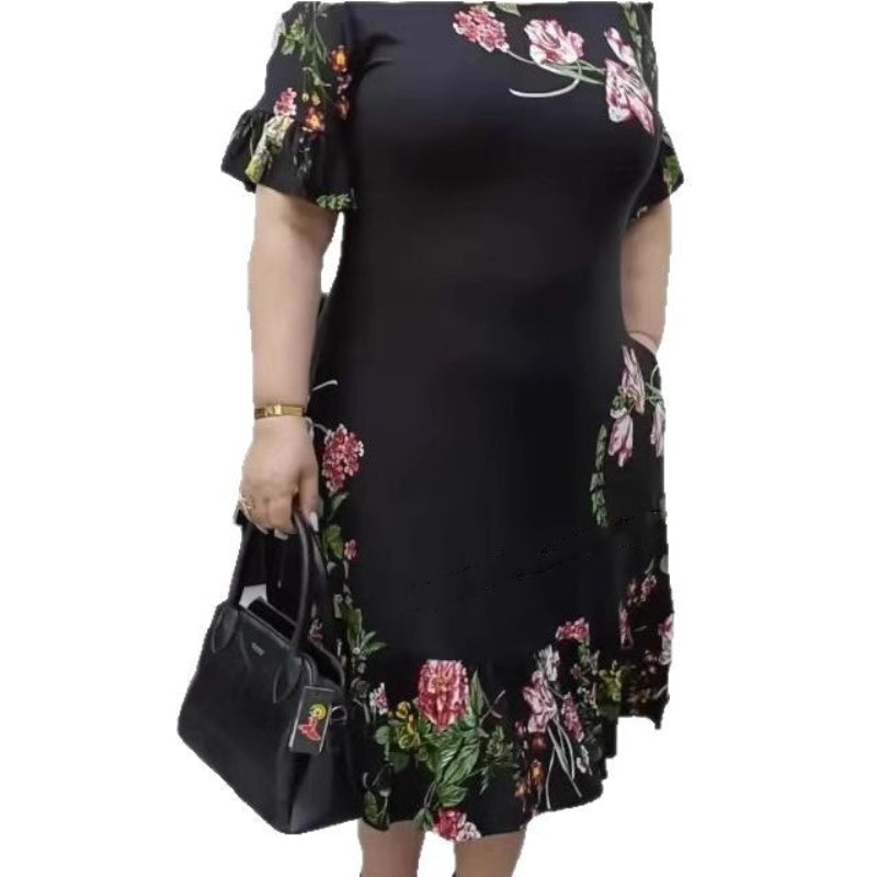 🌺Κομψό oversized φόρεμα με βολάν και τυπώματα-GR