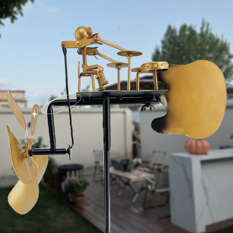 Χειροποίητος μεταλλικός ανεμόμυλος με τύμπανο - διακόσμηση γης-LT