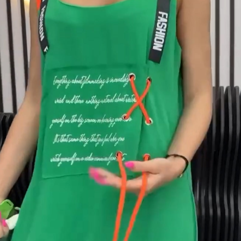 Dámske ležérne šaty bez rukávov s potlačou-SK