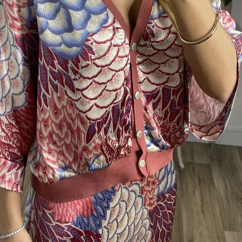 🏆🌸Σετ δύο τεμαχίων για γυναίκες: Τοπ με V ντεκολτέ και μακριά φούστα-GR