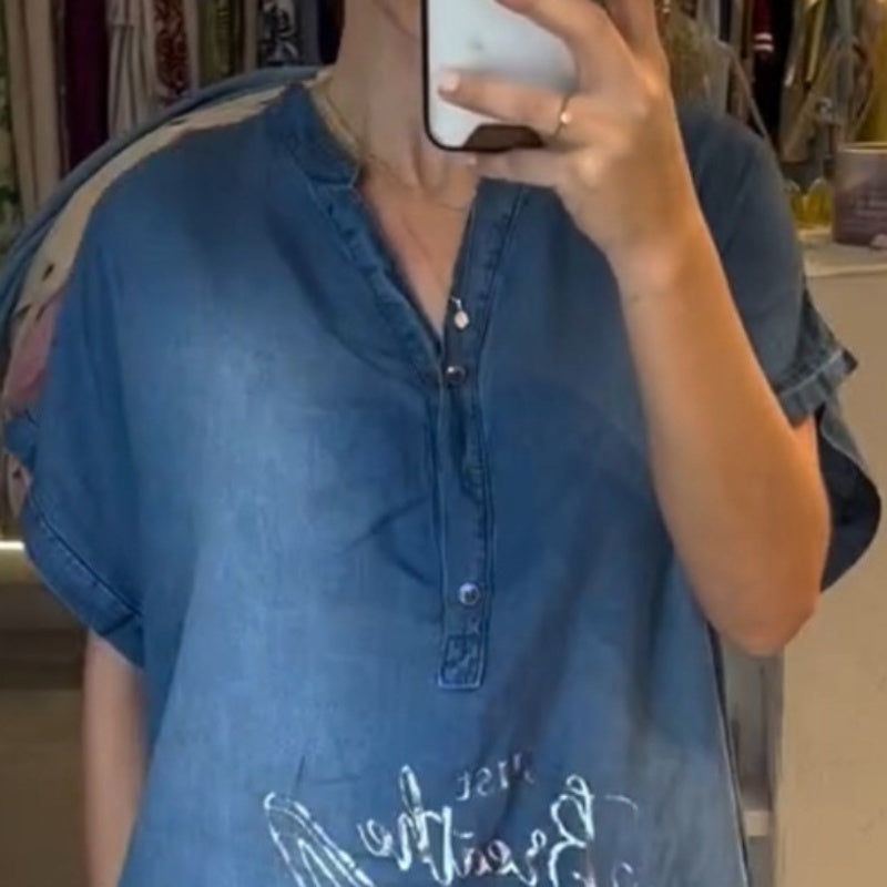 💖Ελαφρύ, casual φόρεμα με V λαιμόκοψη-GR