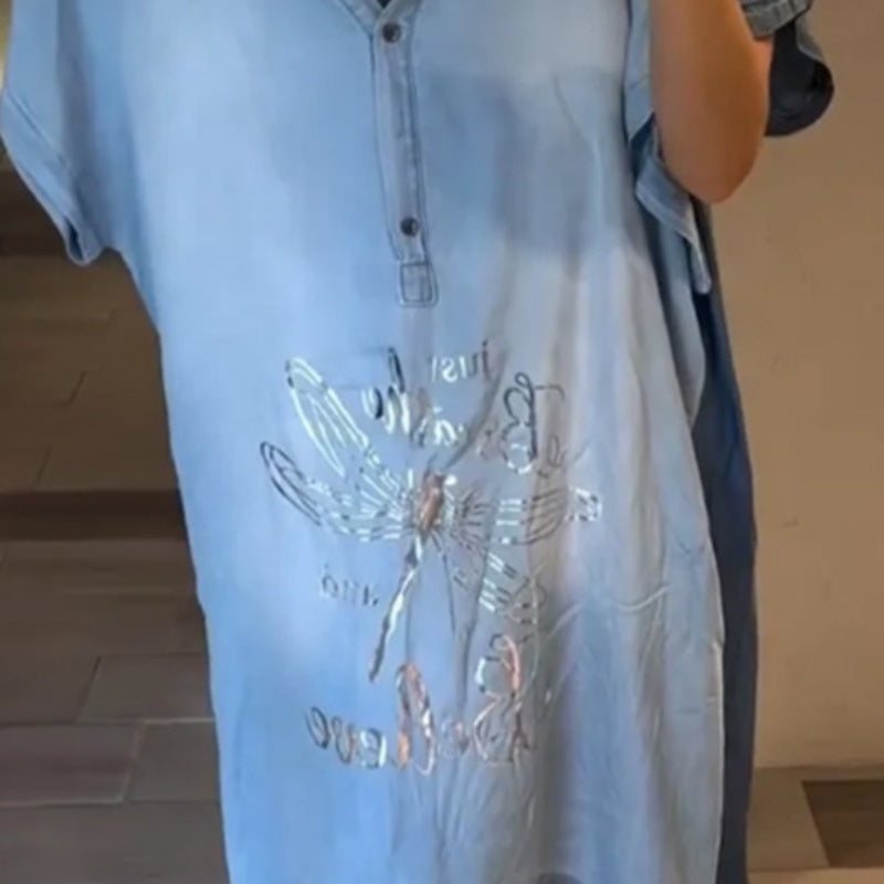 💖Ελαφρύ, casual φόρεμα με V λαιμόκοψη-GR