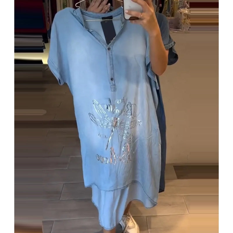 💖Ελαφρύ, casual φόρεμα με V λαιμόκοψη-GR