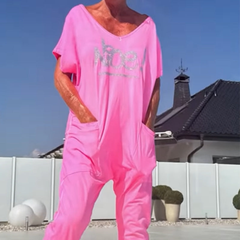 💖【S~5XL】Γυναικεία φόρμα με τυπωμένα γράμματα και μεγάλα μεγέθη-GR