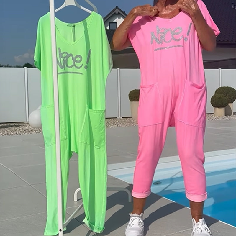 💖【S~5XL】Γυναικεία φόρμα με τυπωμένα γράμματα και μεγάλα μεγέθη-GR