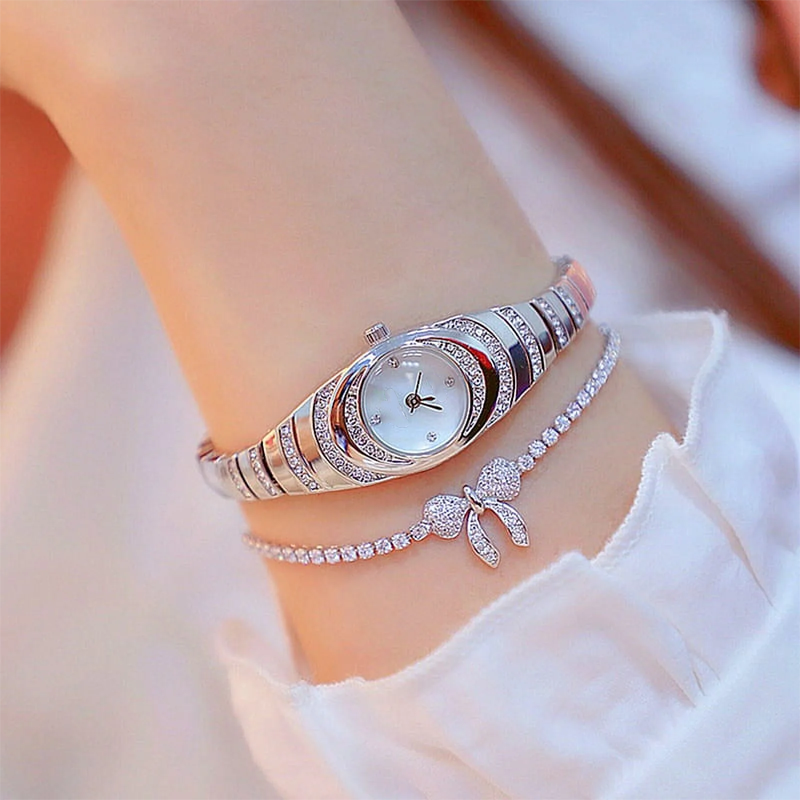 💎Γυναικείο ρολόι με κρυστάλλινο γυαλί ⌚-GR