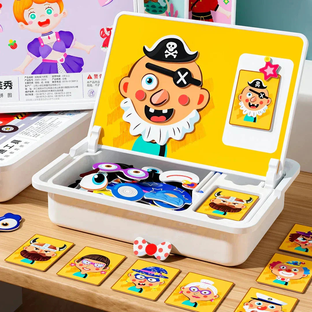 Magnetické puzzle tvár zdobiť cestovná hra obojstranné predškolské učenie hračky pre deti-SK