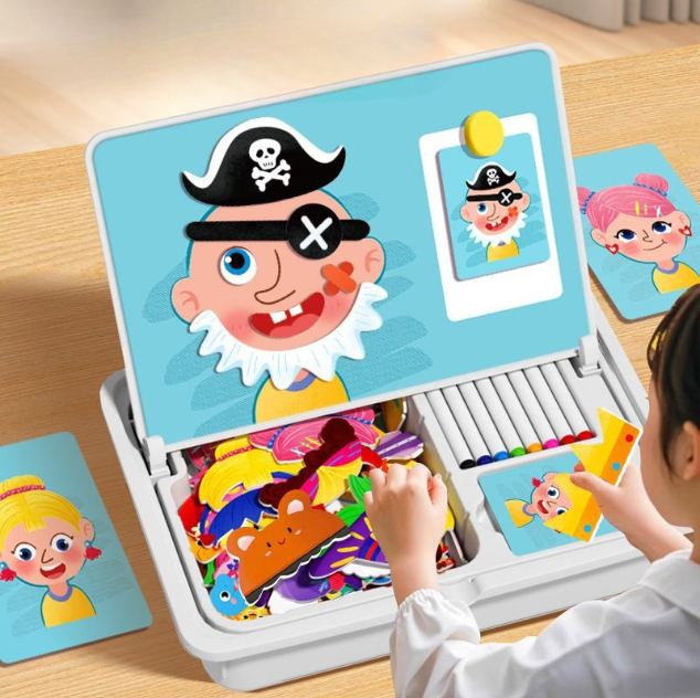 Magnetické puzzle tvár zdobiť cestovná hra obojstranné predškolské učenie hračky pre deti-SK