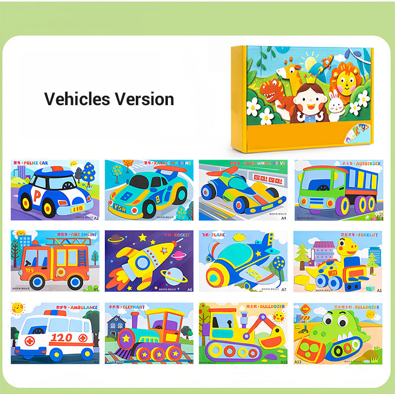 🧩🎨„Pasidaryk pats“ 3D EVA lipdukų rankdarbiai vaikams🎁-LT